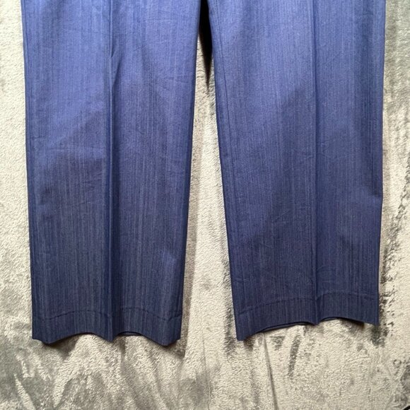 Tahari Arthur Levine Pants Womens Size 14 Blue Wide Legs Career Textured Stretch - Picture 2 of 9